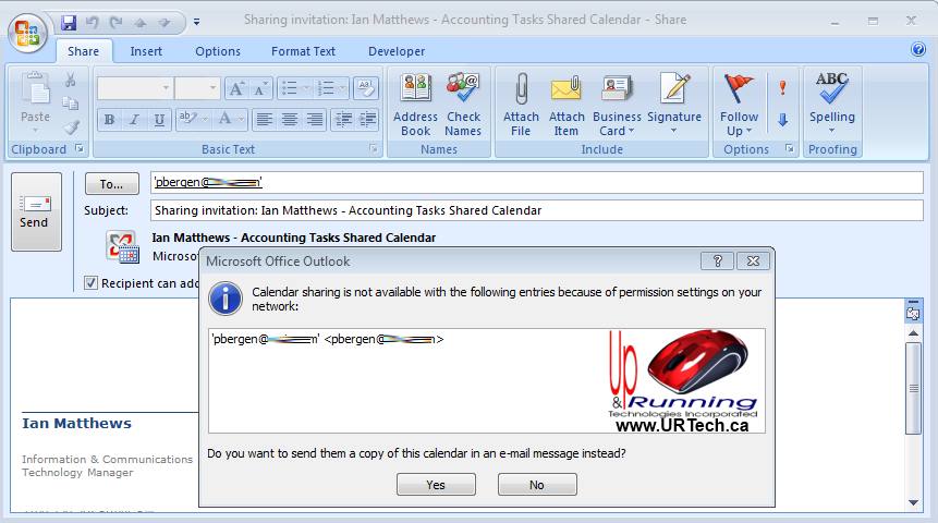 SOLVED: Calendar sharing is not available with the following entries because of permission settings on your network | Up & Running Technologies, Tech How To's SOLVED: Calendar sharing is not available with the following entries because of permission settings on your network | Up & Running Technologies, Tech How To's