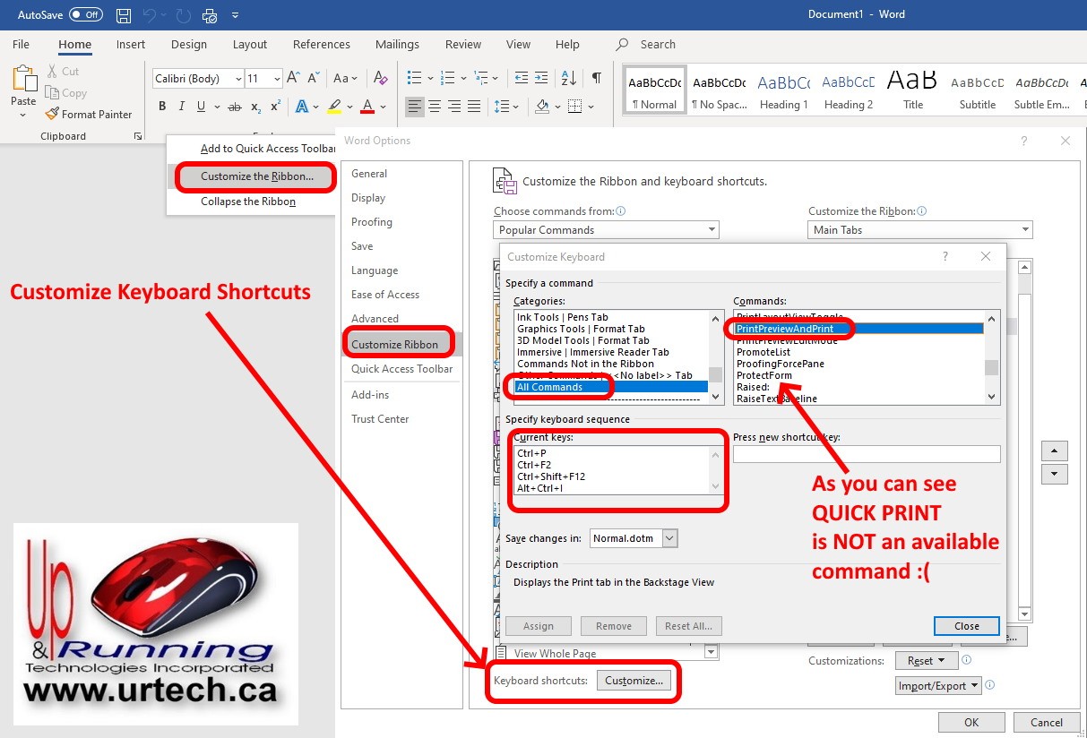 Keyboard Shortcut for Quick Print & Running Technologies, Tech How To's