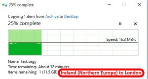 Azure data center speed test - Ireland Northern Europe to London2