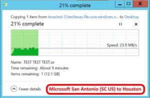 Azure data center speed test - San Antonio South Center US to Houston