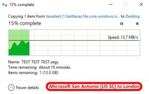 Azure data center speed test - San Antonio South Center US to London2
