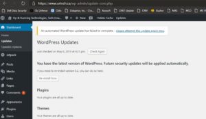 wordpress update has failed to complete - reinstall