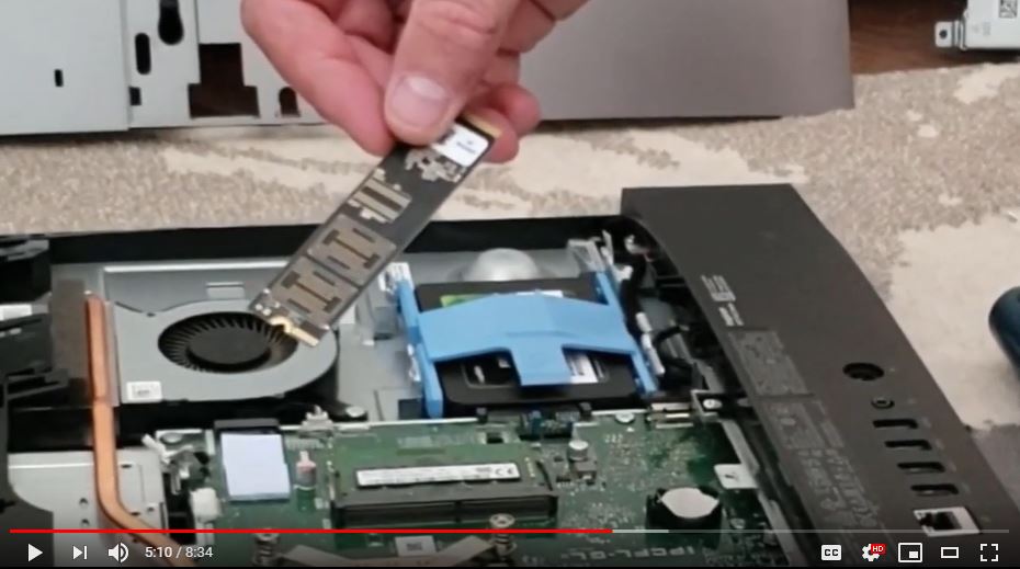 Dell Inspiron 5477 AIO Upgrade From SATA to Crucial P1 M2 NVME SSD Drive - Disassembly Benchmark