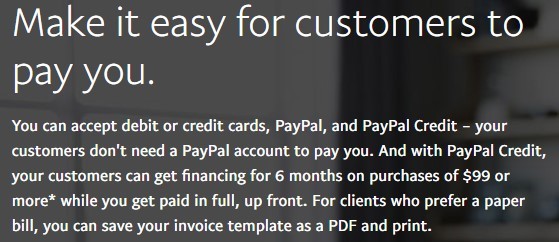paypal invoicing 6 month financing