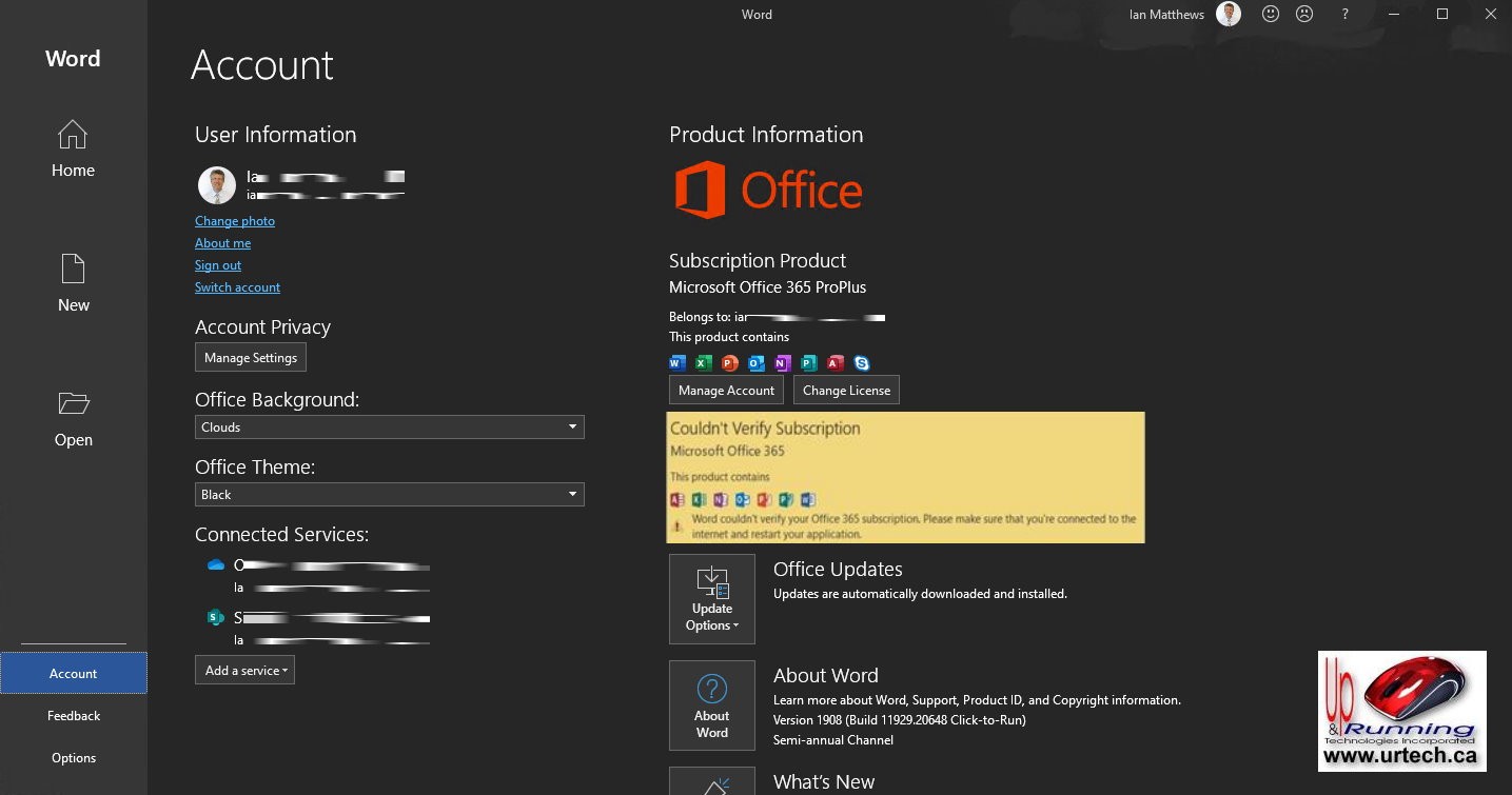 Word Could Not Verify Your Office365 Subscription