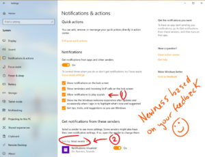 notifications in windows 10 - visutalizer - turn off sound