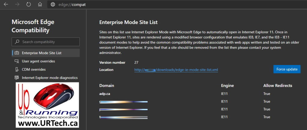 Microsoft Edge Browser compatibility mode update