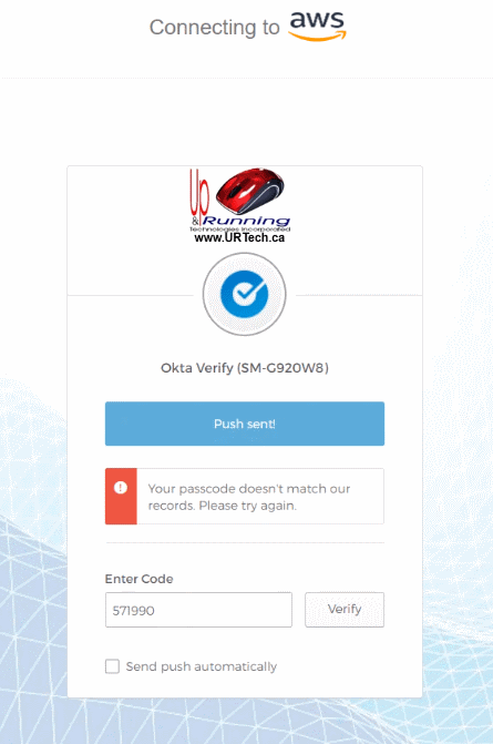 Okta - your passcode doesn't match our records
