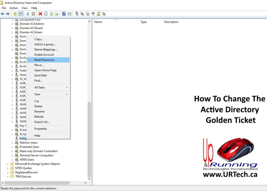 how to change the active directory golden ticket
