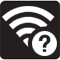 Horizontal Curves expanding upwards with question mark in circle icon - a WiFi network has been detected but not connected to