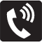 Phone handset on angle with curved waves to the right icon - Call is on speakerphone