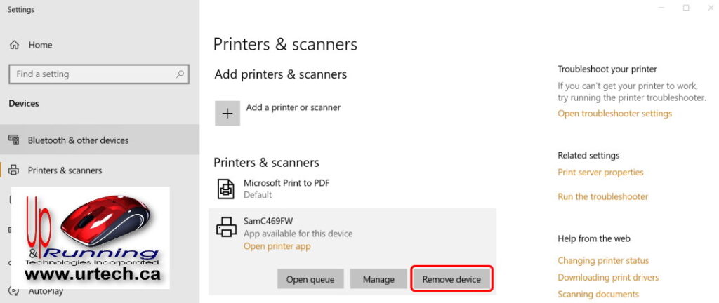 windows 10 - how to remove printer