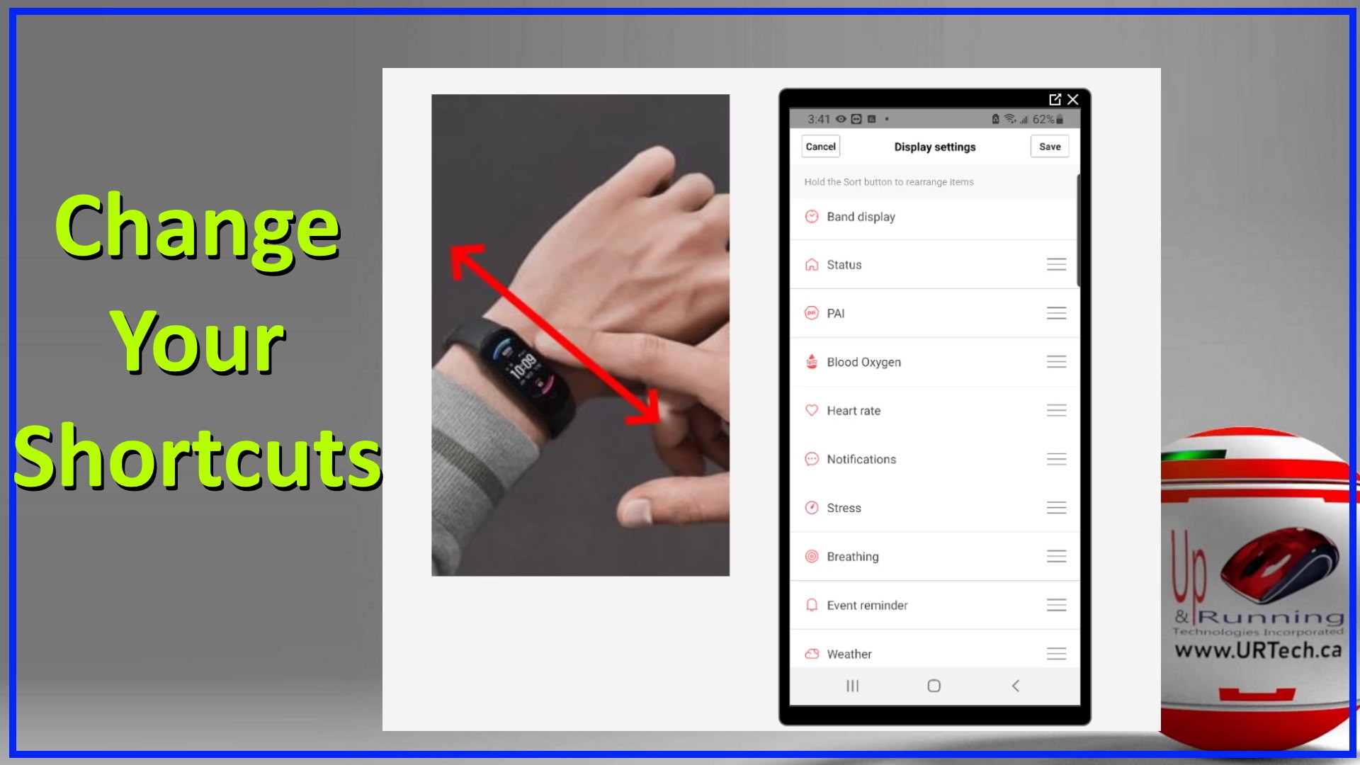 amazfit band 5 change your shortcuts icons order