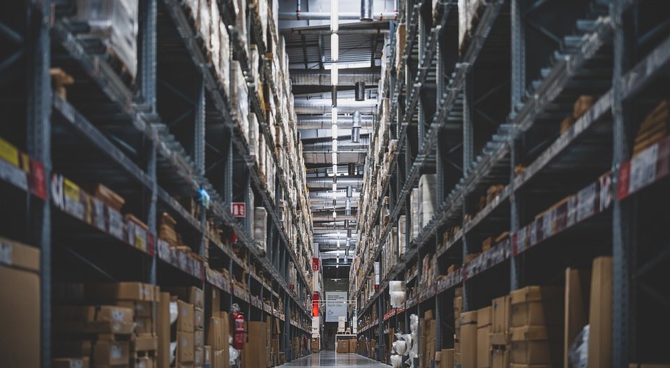 tall warehouse stacks stock