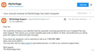 myheritage free trial ended