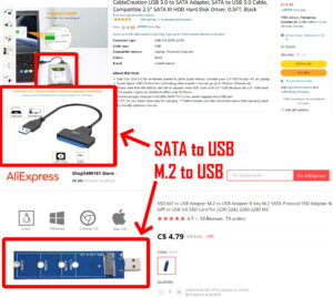 SATA to USB and M2 to USB drive adaptor