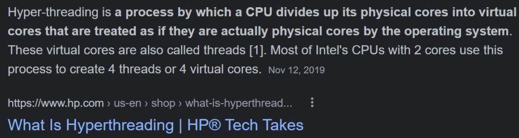 what is a hyperthreaded core