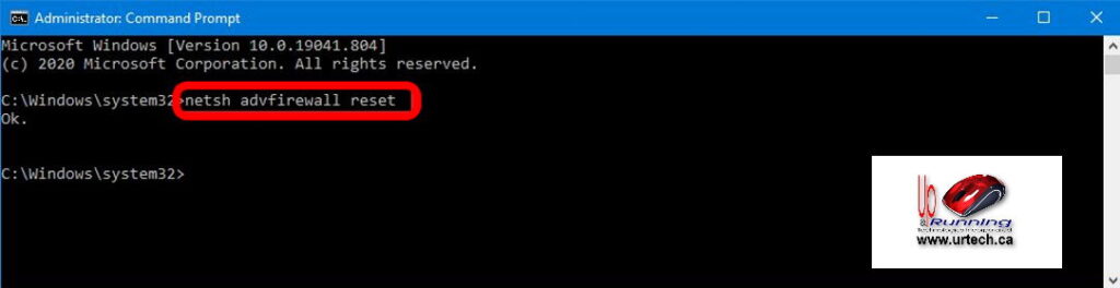 how to reset windows firewall to defaults via command line prompt