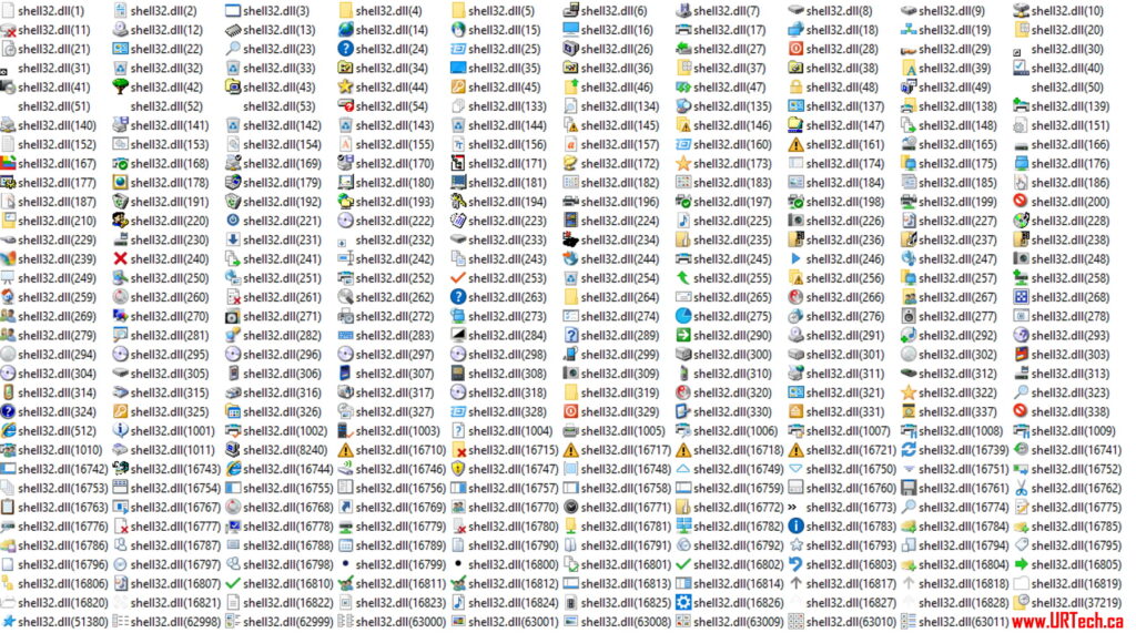 free windows system icons inside c windows shell32 dll with their numbers