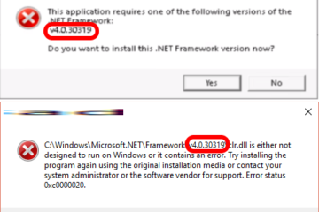 windows dot net framework 4 0 3 error