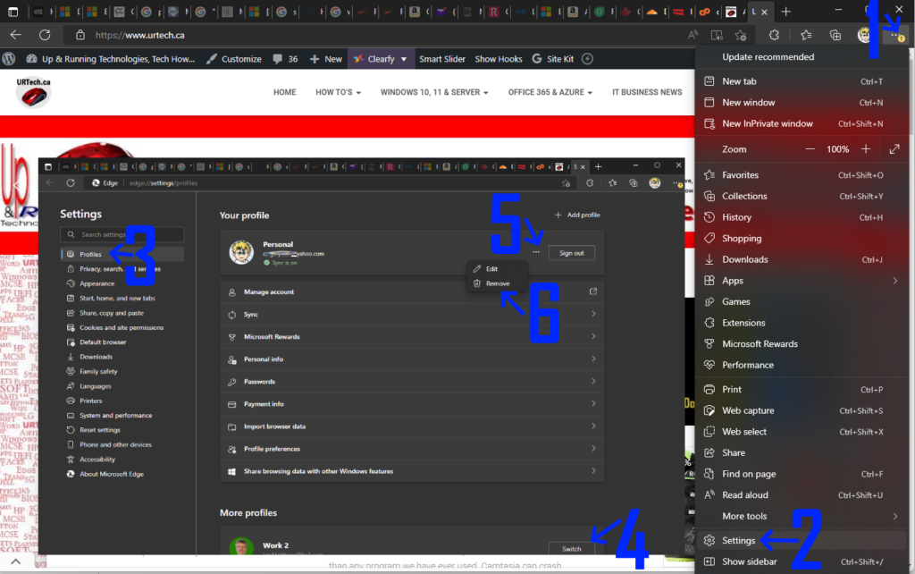 how to delete a user profile in ms edge browser