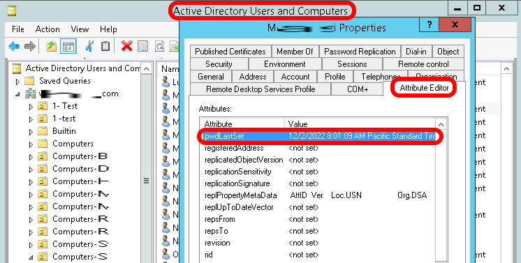 When a Users Password Was Changed in Active Directory