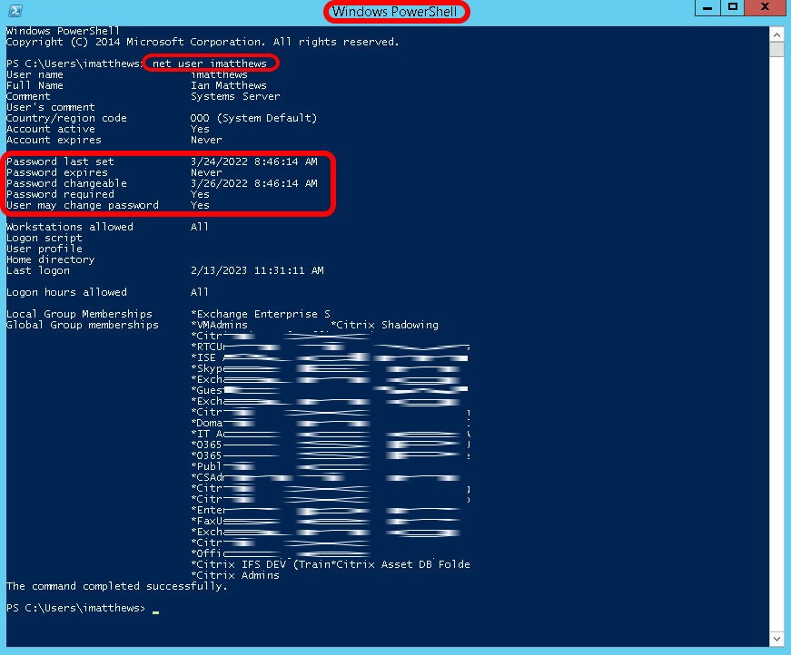 command line cmd When a Users Password Was Changed in Active Directory