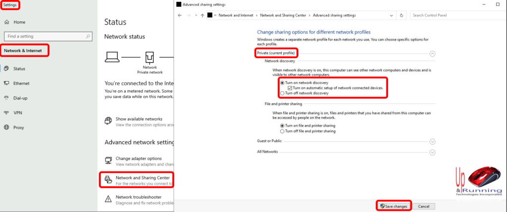 windows networking advanced sharing settings turn on network discovery