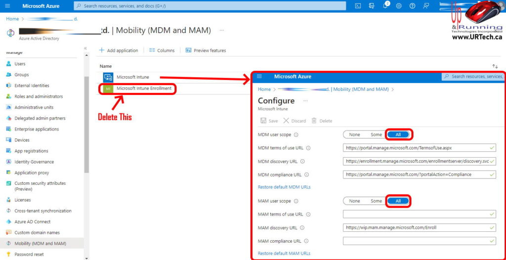 azure mobility mdm microsoft intune enrollment settings