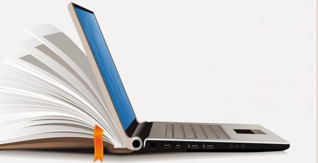 laptop book - digital ebook library pdfs on laptop