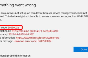 something went wrong - your account was not setup on this device because device management could not be enabled - error code 80180002