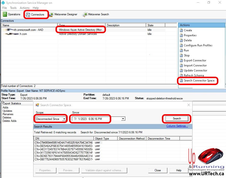 azure ad sync syncronization service manager troubleshoot stopped deletion threashold exceeded