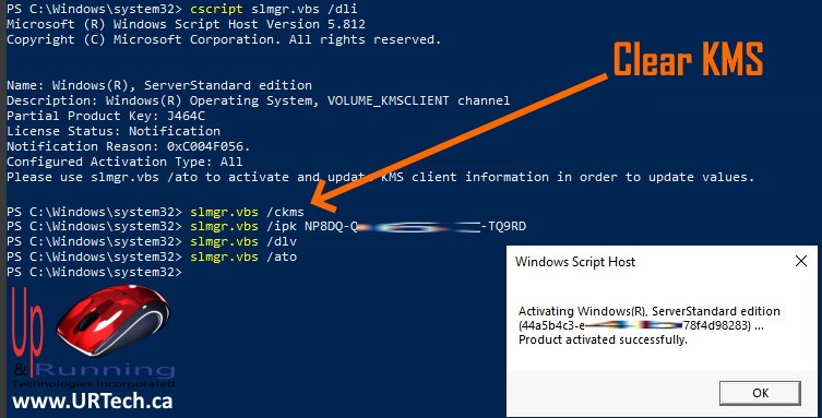 how to change from a kms to mak key in Windows Server