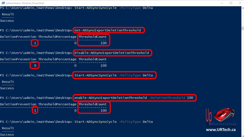 how to disable enable and set Azure AD Deletion Threshold