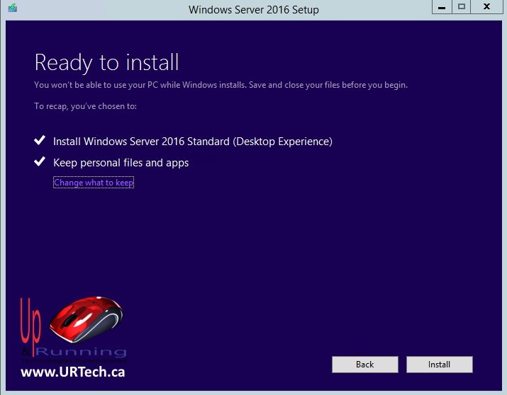 windows server 2016 inplace upgrade keep personal files and apps