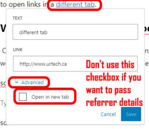 how to avoid noreferrer noopener in wordpress - do not open in new tab