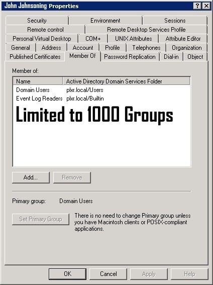 limit to groups in AD - accumulated too many security ids