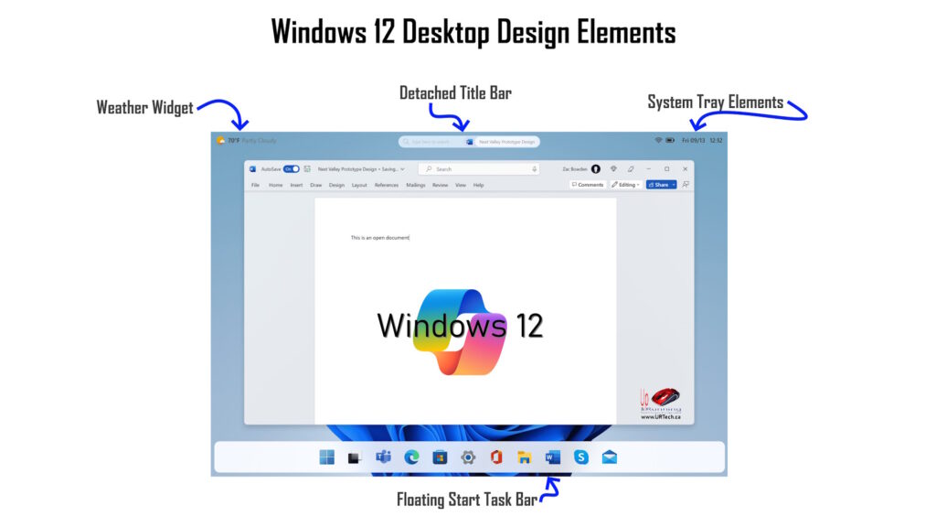 Windows 12 Desktop GUI Design Elements