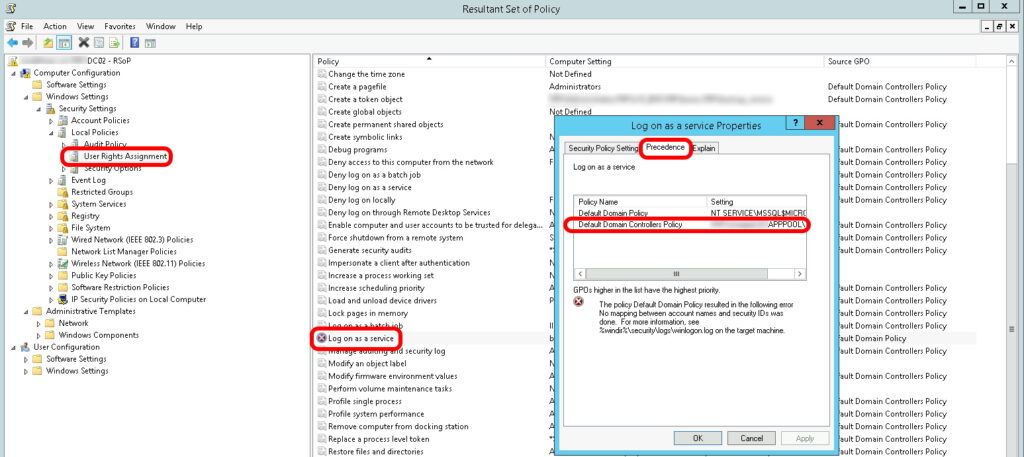 use RSPO to find gpo causing SID to user name mapping prob