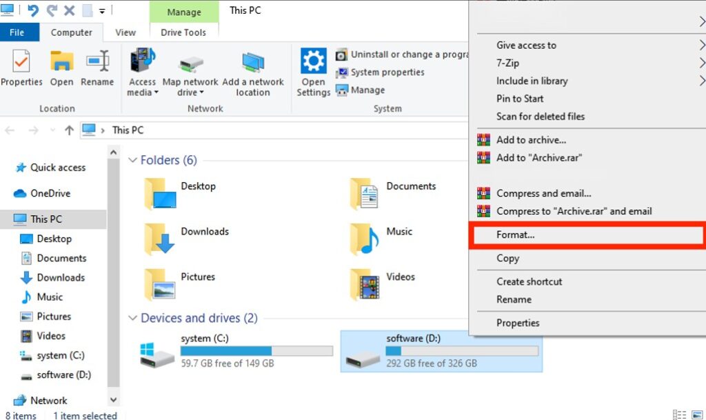 format drive in windows