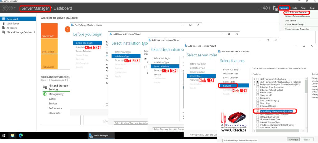 how to install Group Policy Management Console GPMC on Server 2019 and 2022