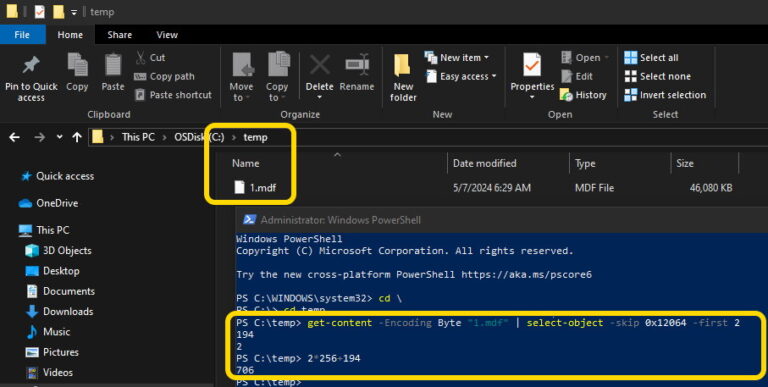 how to determine sql server version from and MDF file using powershell