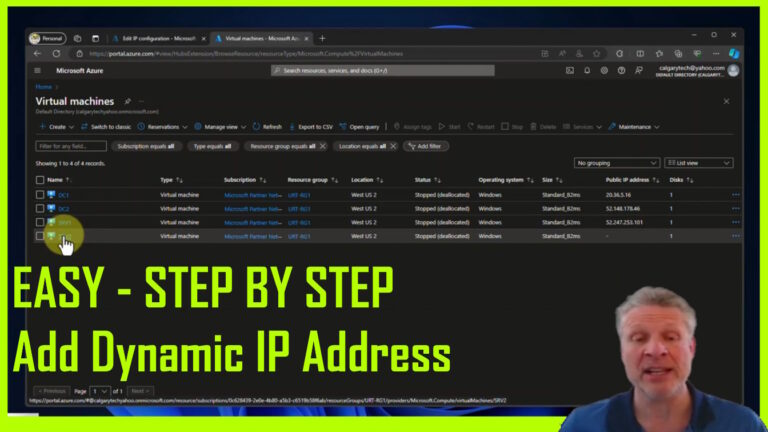 step by step add dynamic ip address azure
