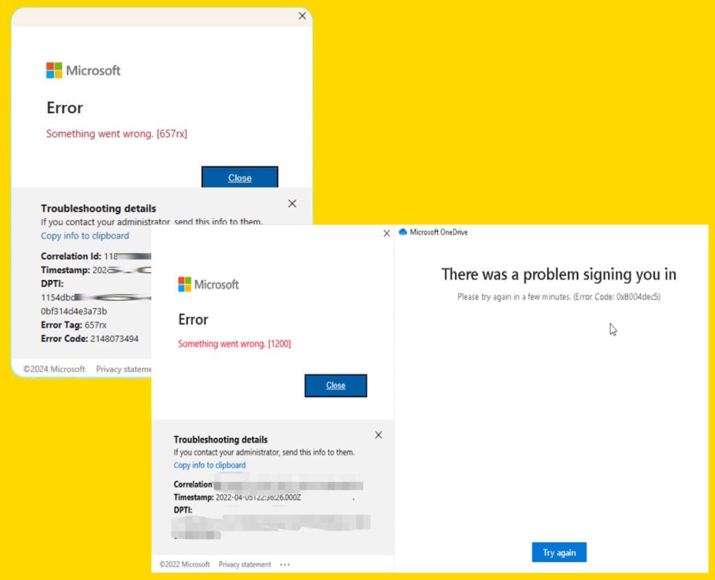 Fix for Microsoft Authentication Error 657rx 1200 or 0x8004dec5