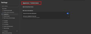 mini menu-settings-in-ms-edge