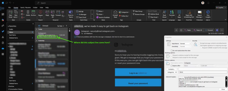 strange subject line in outlook inbox