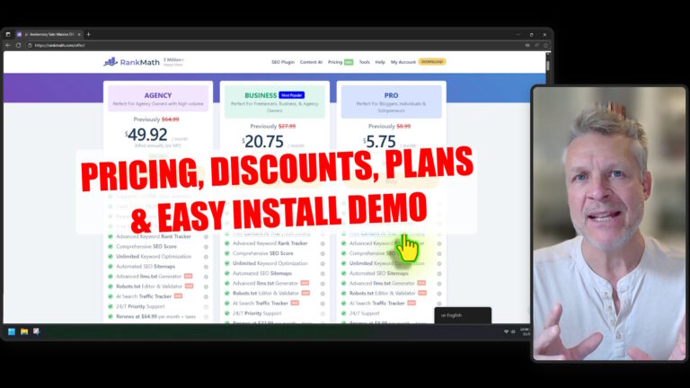 rankmath pricing discounts versions easy wordpress install6